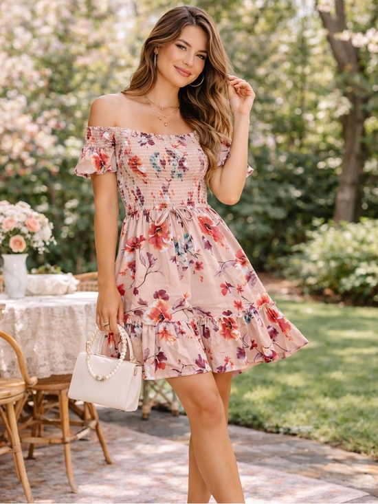 Dresses & Skirts - Band of Gypsies Floral Smocked Mini Dress Boho Cottagecore Spring S